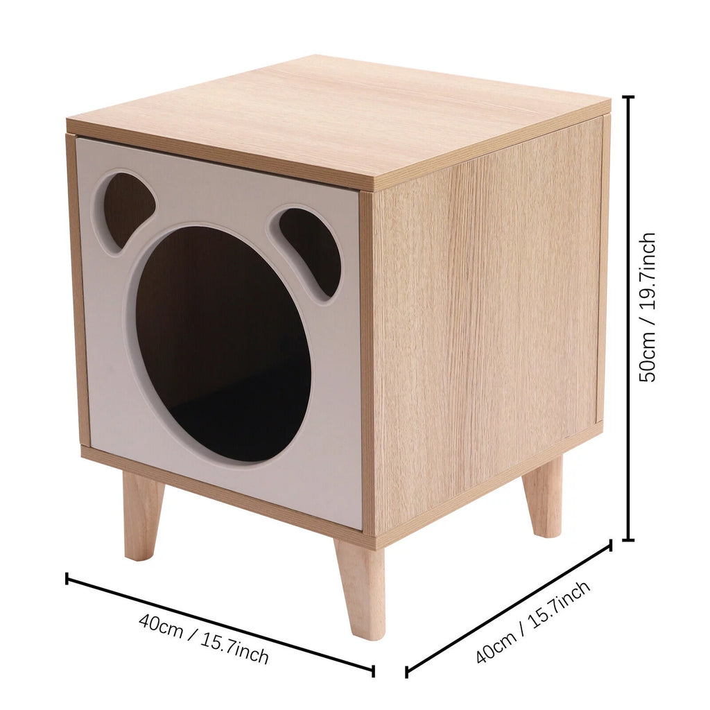 Wooden Cat House End Table F974