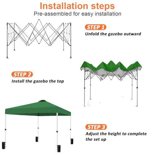 10x10 Pop Up Canopy Tent Waterproof with Wheeled Bag and 4 Sandbags V31118