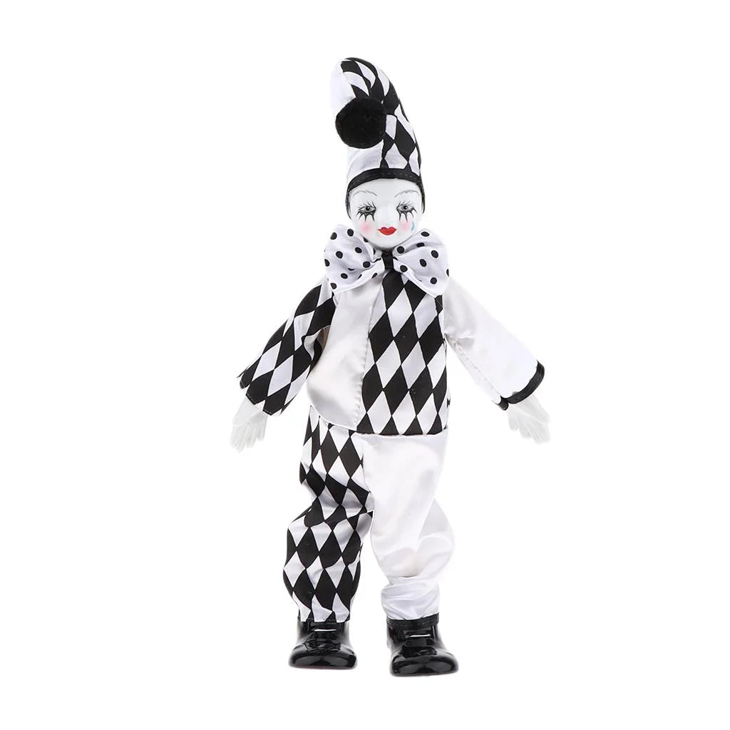 Black and White Clown Costume Doll Ornament P13883