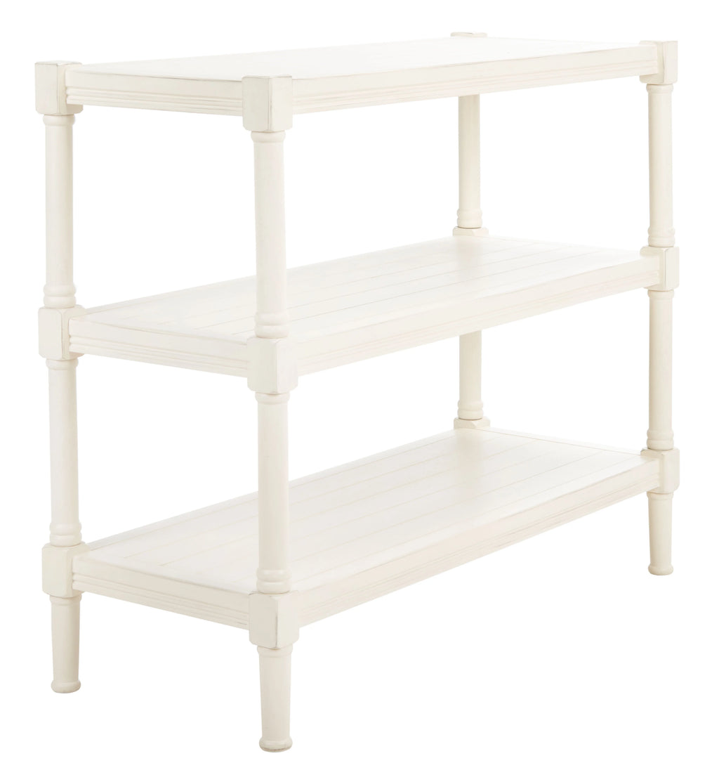 Distressed White Wood Console Table with Shelf Z405