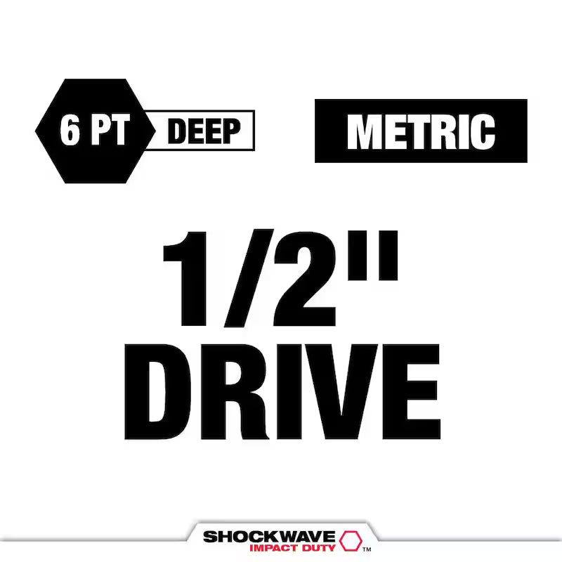 1/2 in. Drive Metric 6 Point Impact Socket Set 29-Piece B342