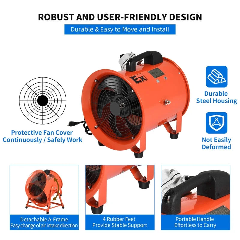 12" Utility Blower Extractor Fan with 16ft Duct Hose B4620