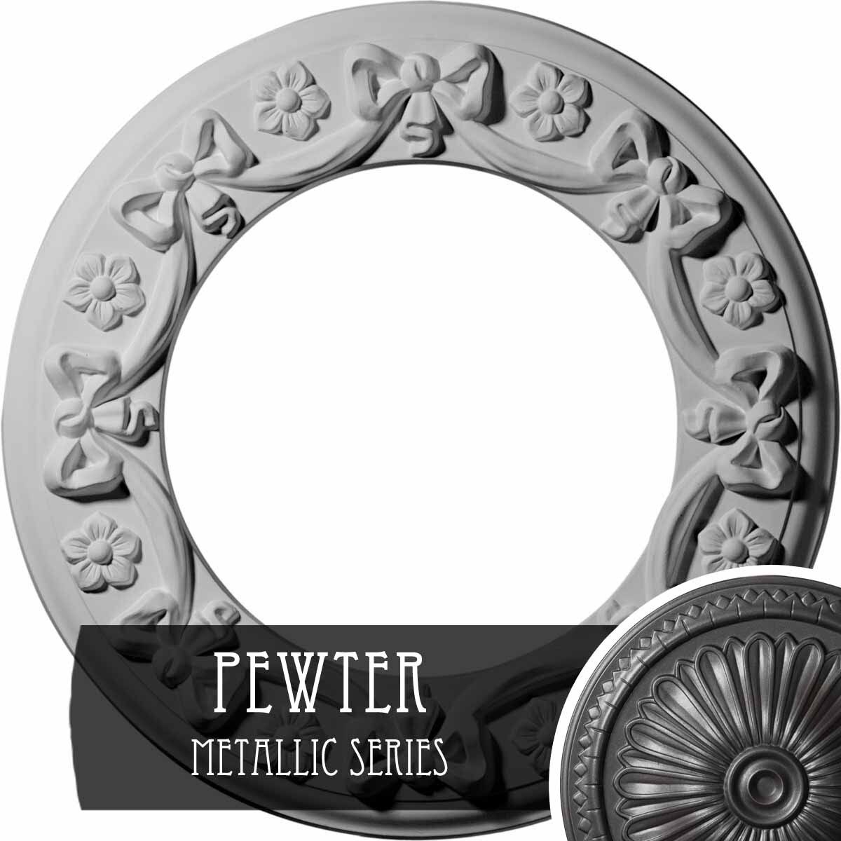 12 1/4x22OD x 7 1/2x22ID x 7/8x22P Ribbon with Bow Ceiling Medallion U378