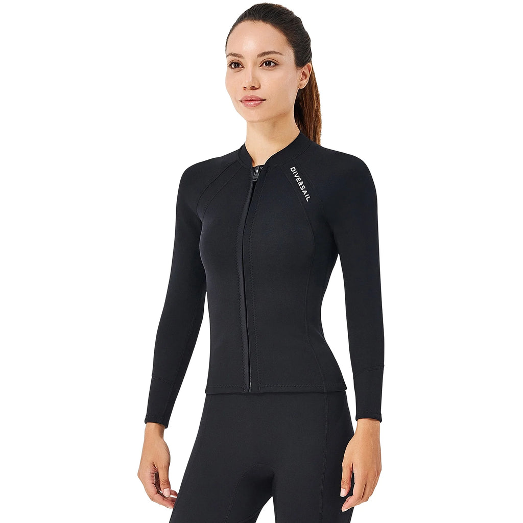 2mm Neoprene Front Zipper Wetsuits Jacket Long Sleeves P484