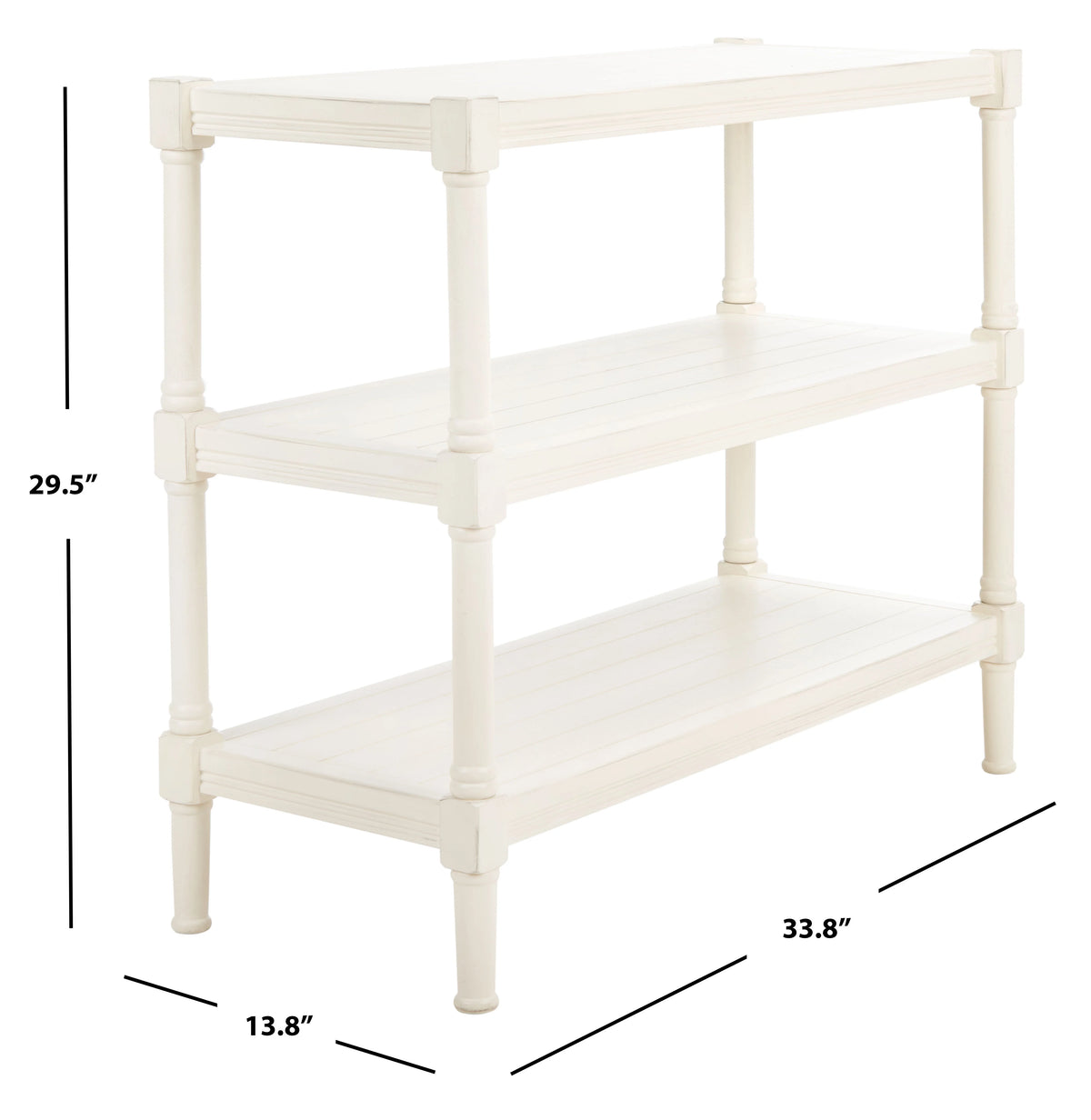 Distressed White Wood Console Table with Shelf Z405