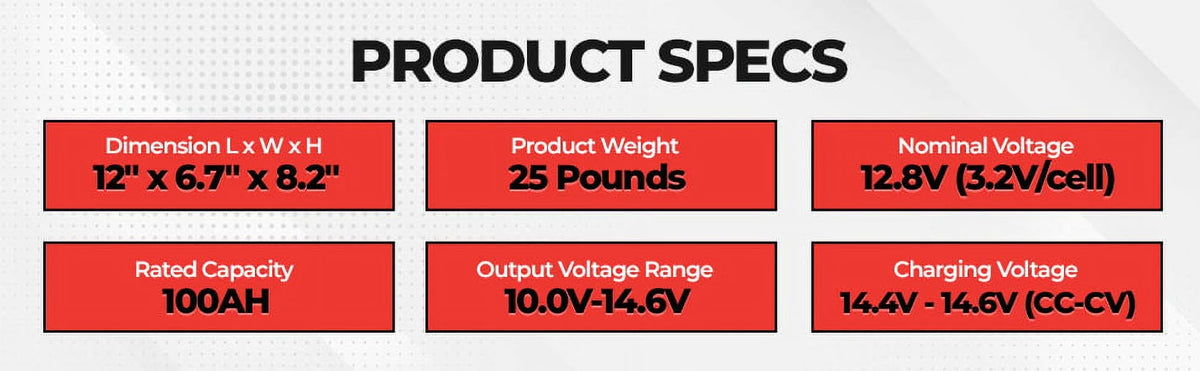 12V 100AH LiFePO4 Lithium Battery with BMS N250147