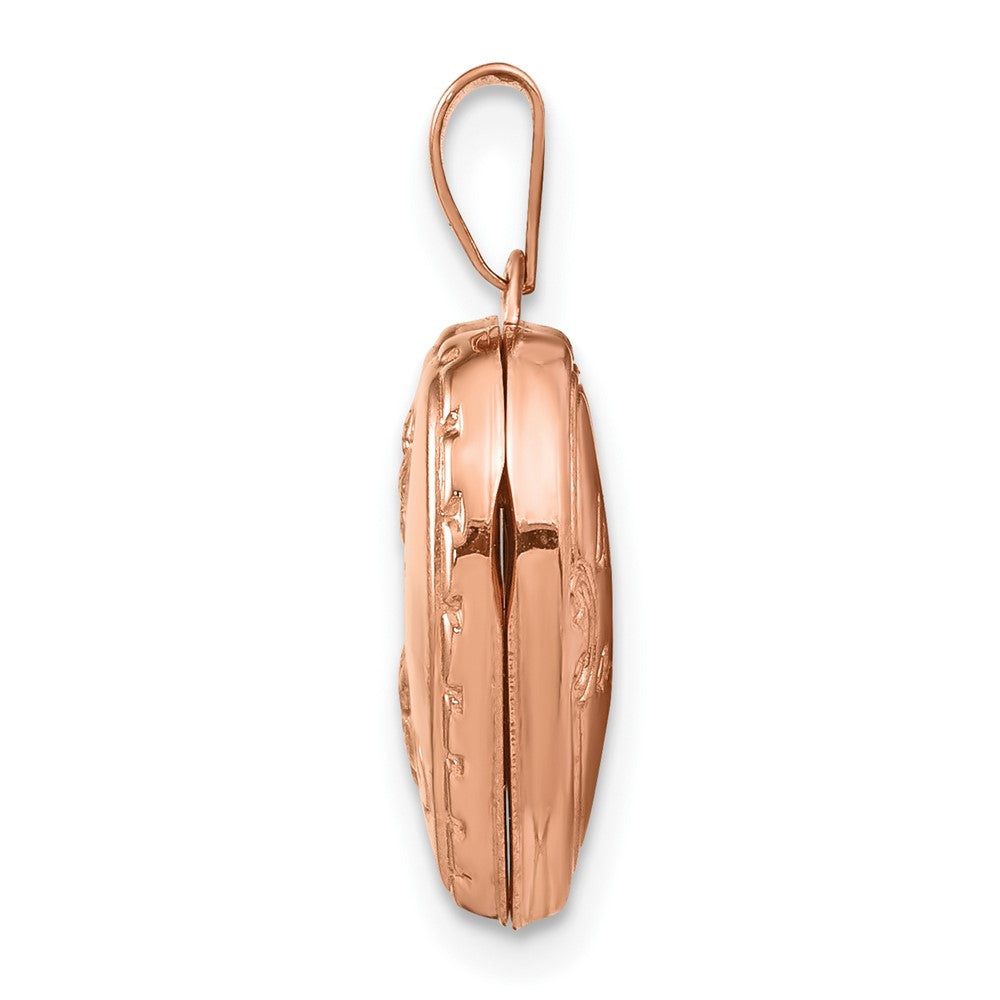 14K Rose Gold 15 mm Reversible Heart Locket Pendant C6195