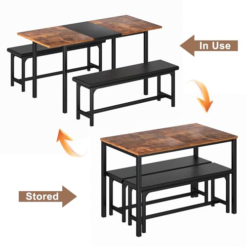 Extendable Kitchen Table with Benches S803118
