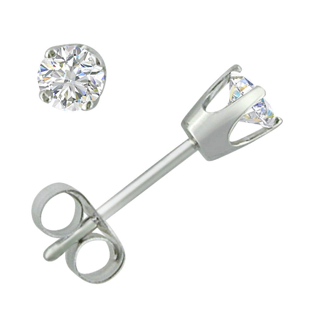 1/4ct TW Round Natural Diamond Stud Earrings in 14K White Gold Q3800
