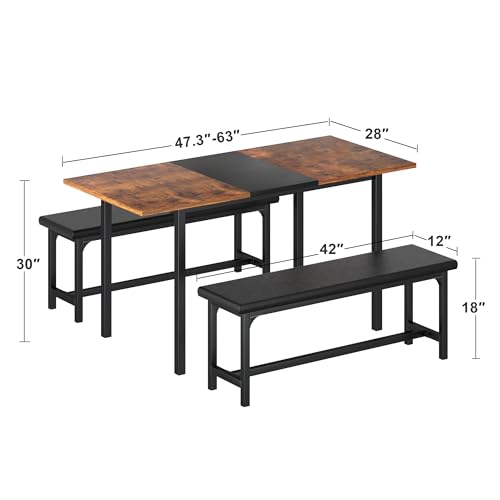 Extendable Kitchen Table with Benches S803118