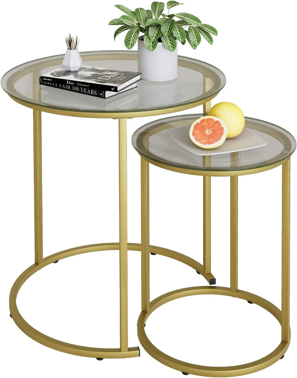 Black Tempered Glass Coffee Table Set of 2 W287822