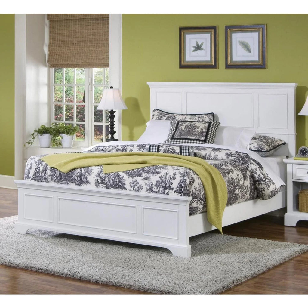 Off White Wood Queen Bed A423