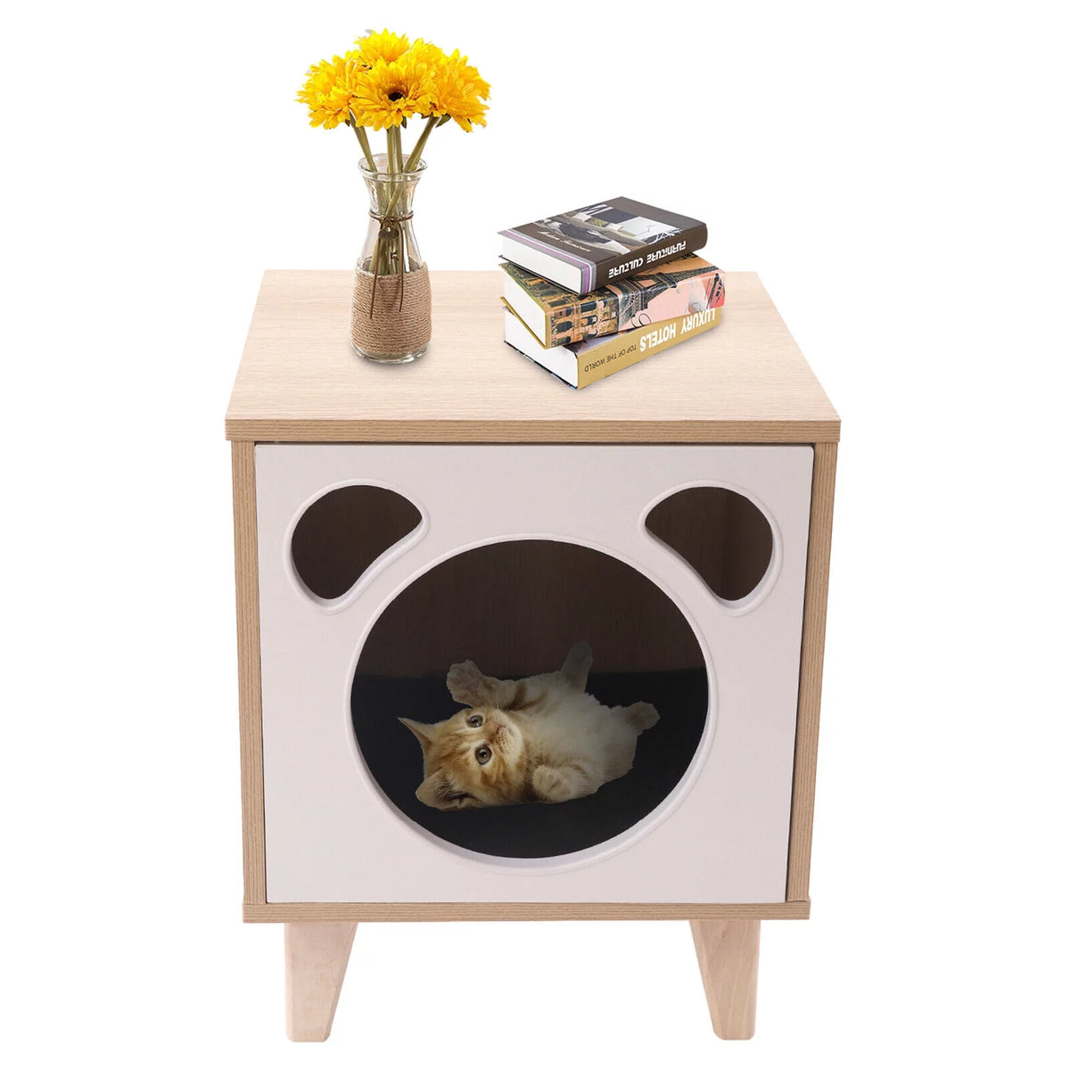 Wooden Cat House End Table F974
