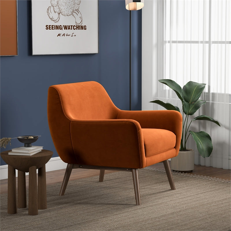 Burnt Orange Velvet Accent Armchair K37963