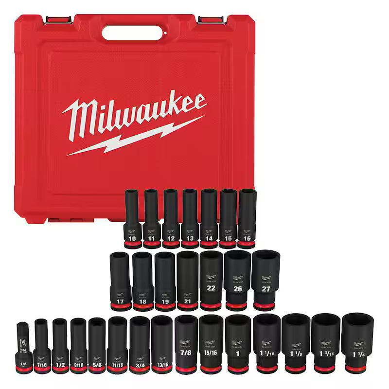 1/2 in. Drive SAE and Metric 6 Point Impact Socket Set (29-Piece) B831
